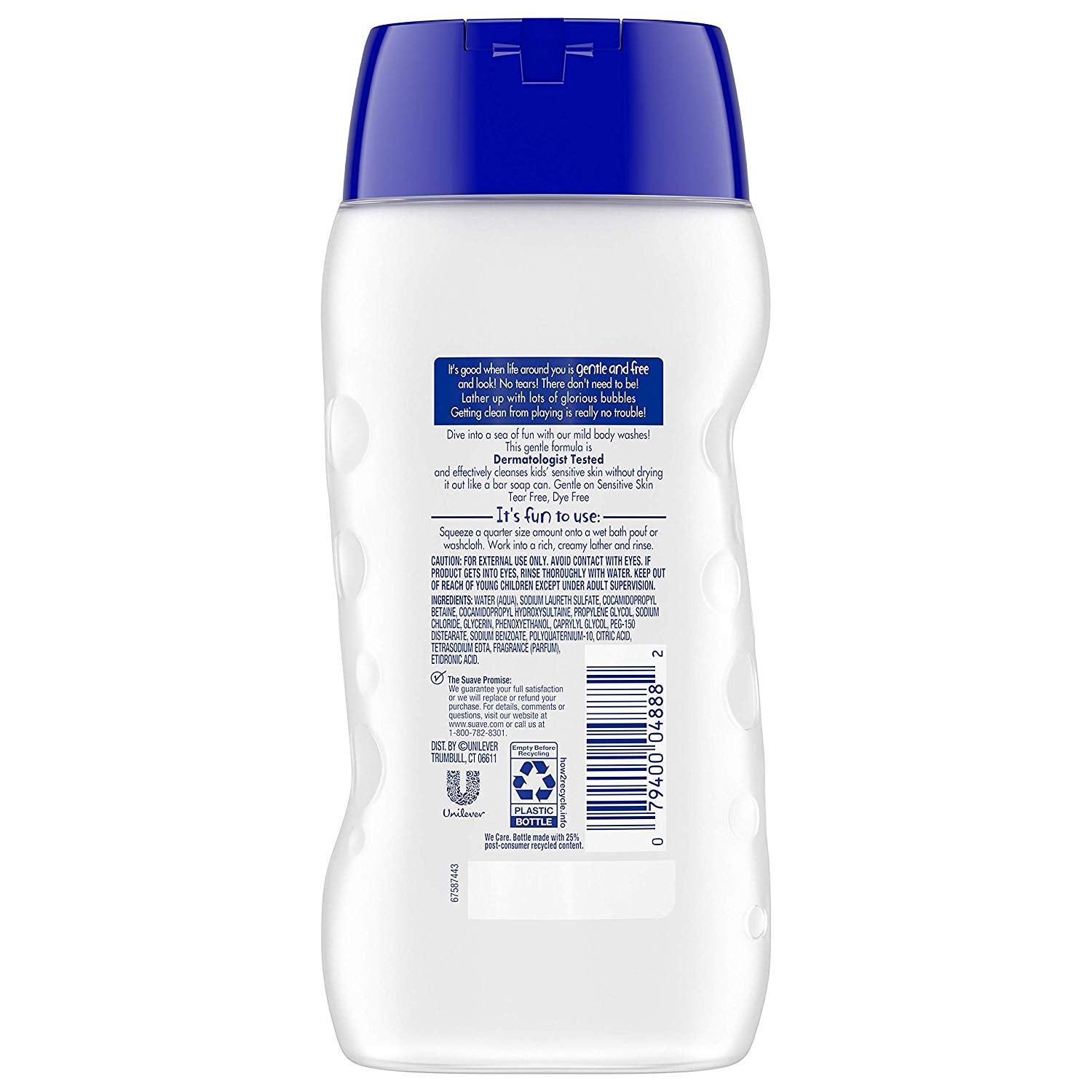 Suave Kids Free & Gentle label highlights dye-free and paraben-free formulation.