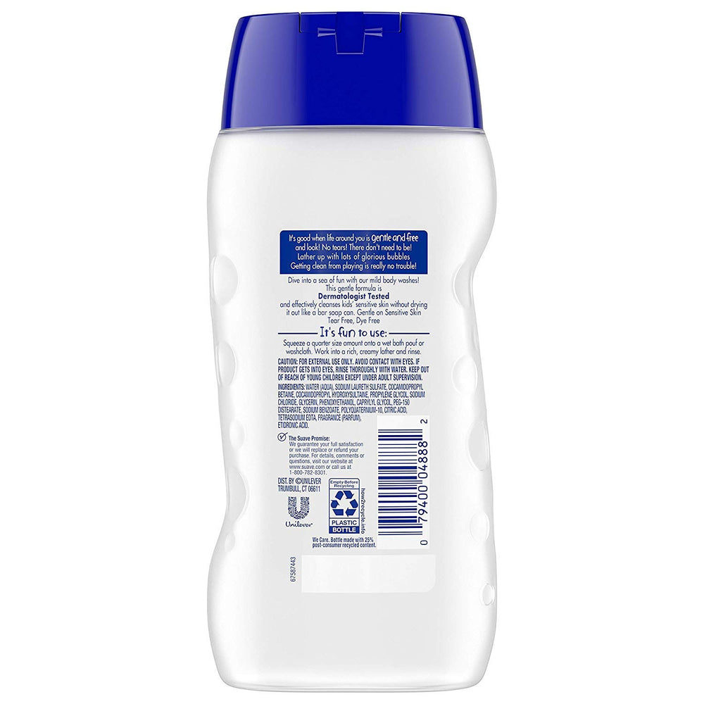 Suave Kids Free & Gentle label highlights dye-free and paraben-free formulation.