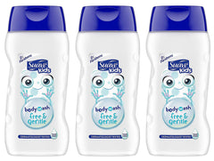 Suave Kids Free & Gentle bottle demonstrates tear-free bath time for sensitive skin.