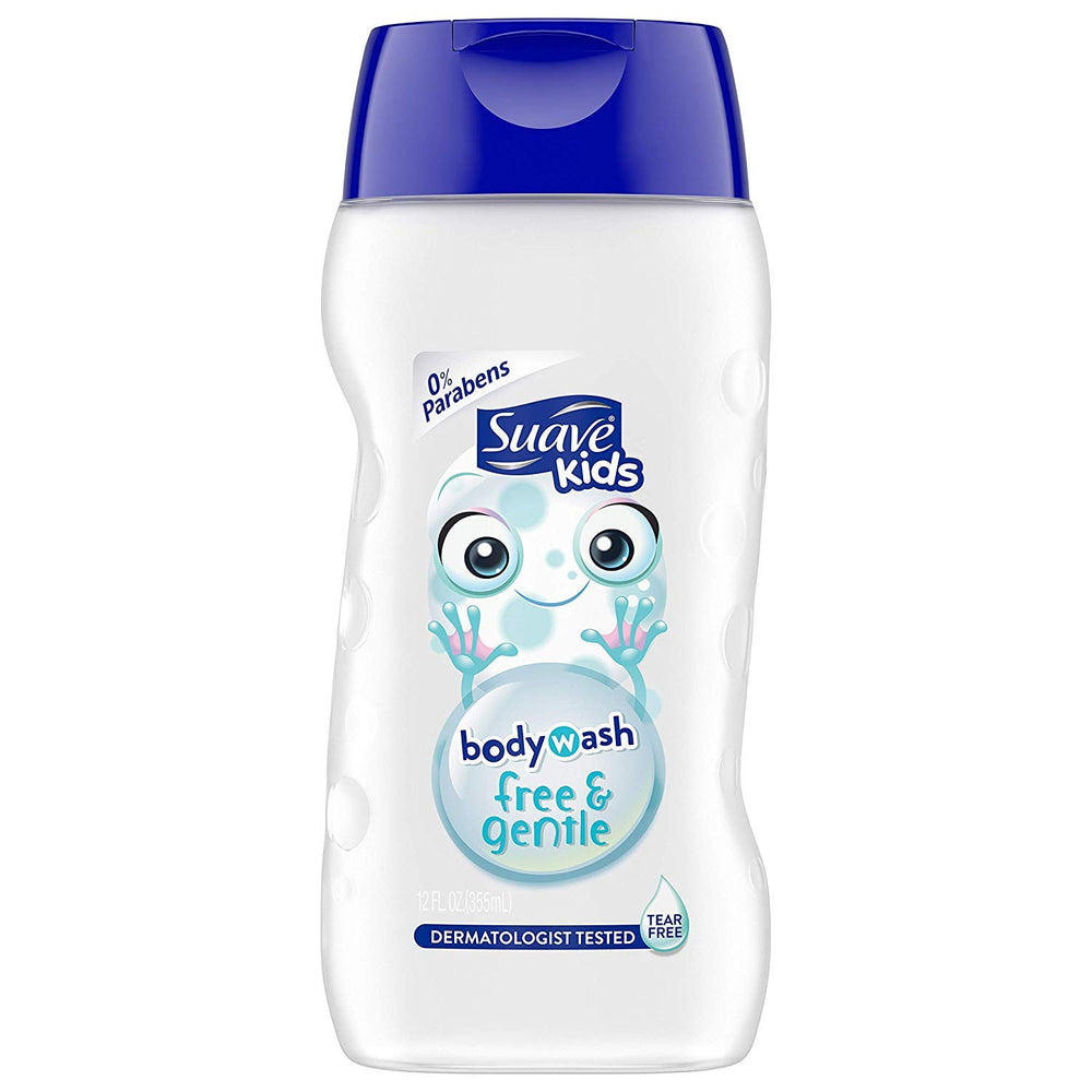 Suave Kids body wash shows bubbly lather ideal for daily kid baths.