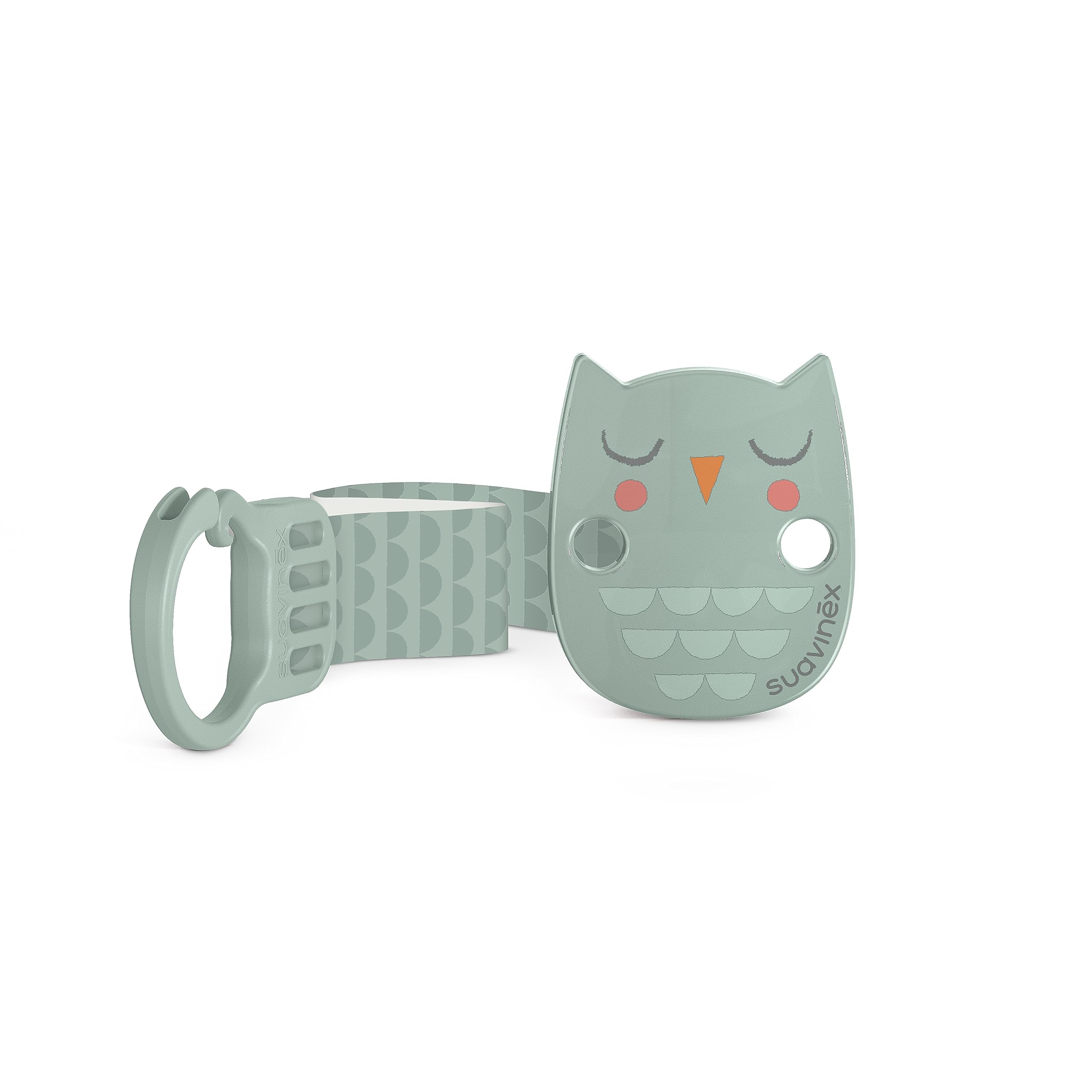 Suavinex Bonhomia premium clip mint on baby keeps pacifier within reach and clean.