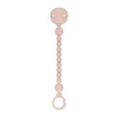 Suavinex Color Essence pacifier clip with silicone chain in Marshmallow Nude keeps pacifier clean and within reach