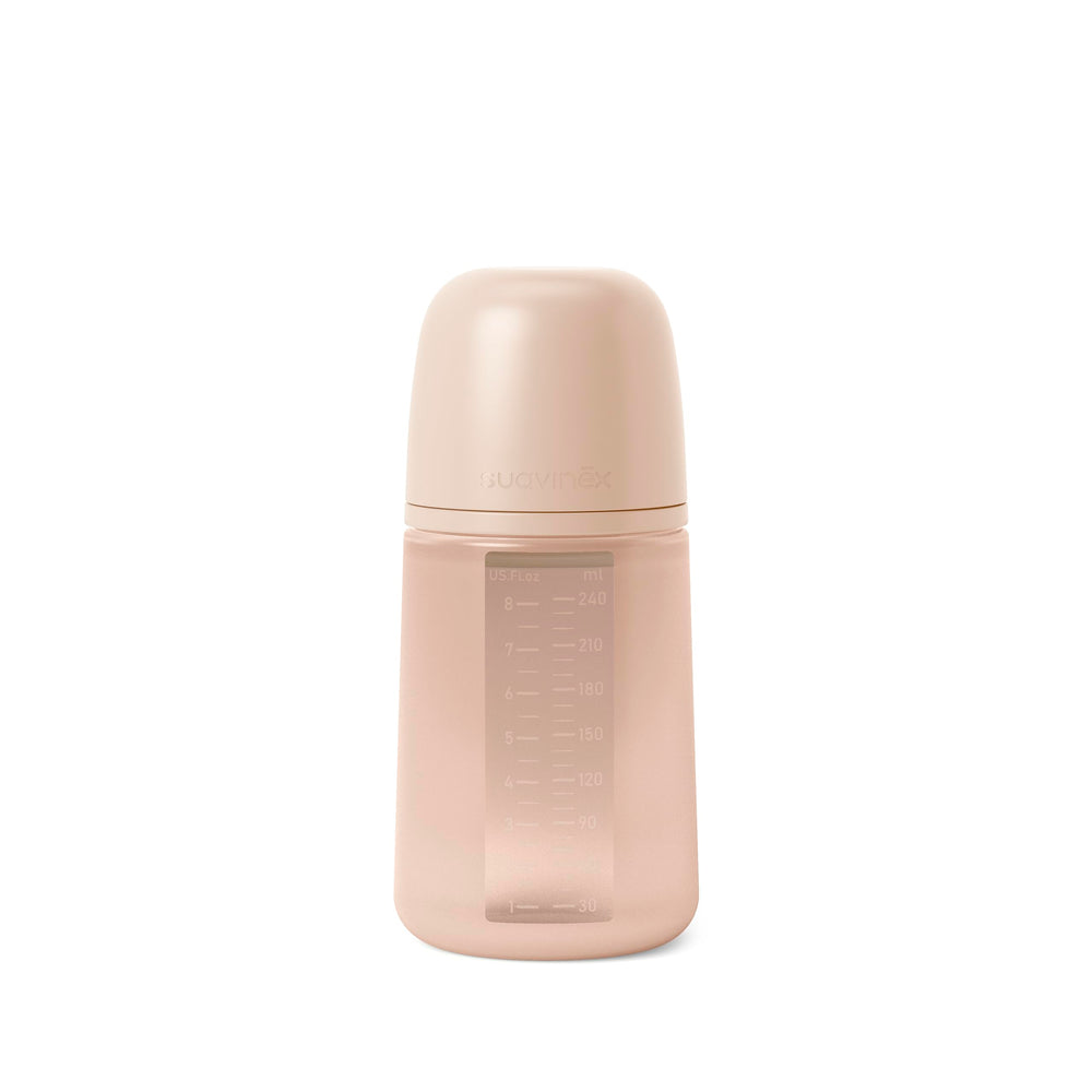 Suavinex Color Essence SX PRO bottle front view marshmallow nude for comfortable feeding.