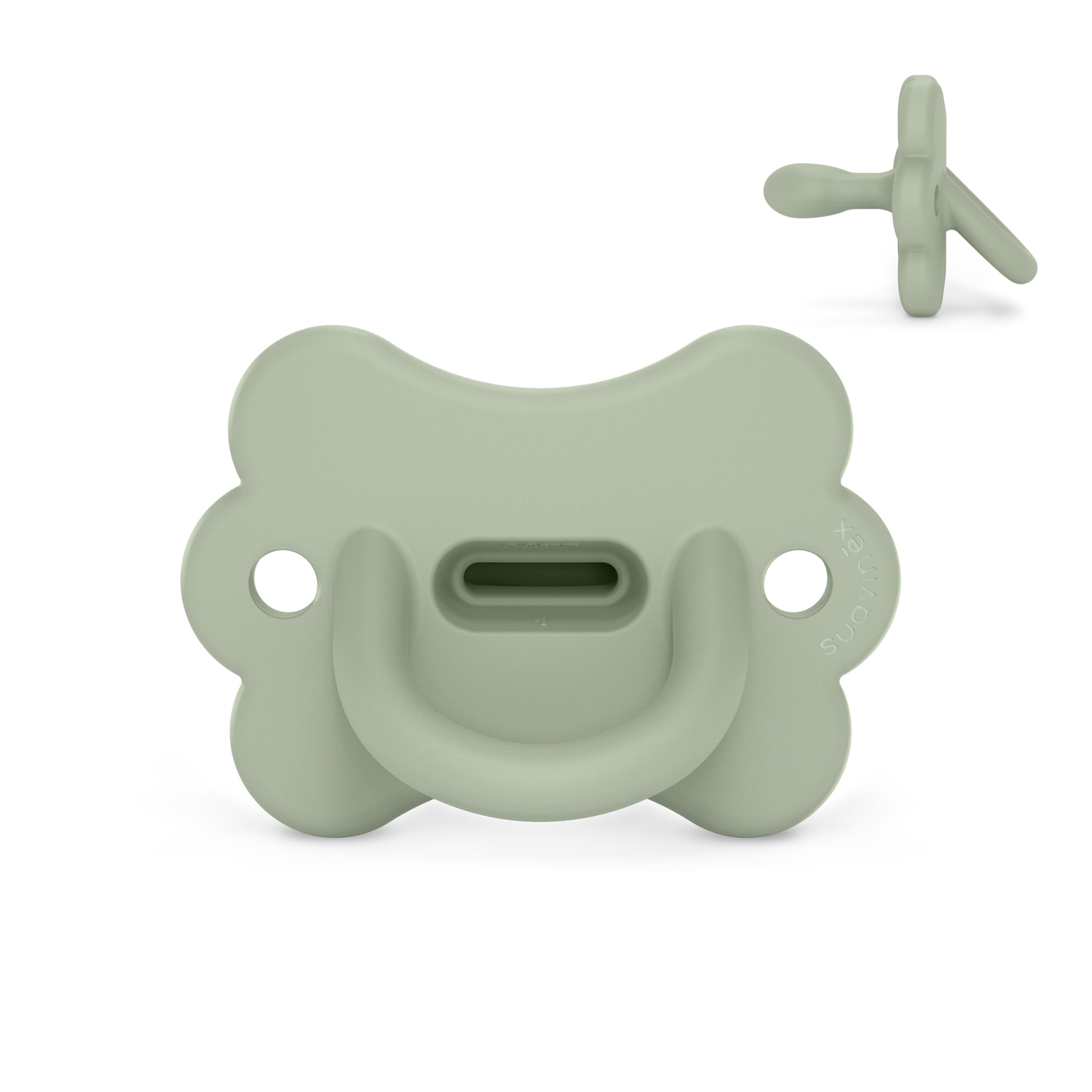 Suavinex Color Essence SX PRO butterfly pacifier close-up shows soft silicone comfort.