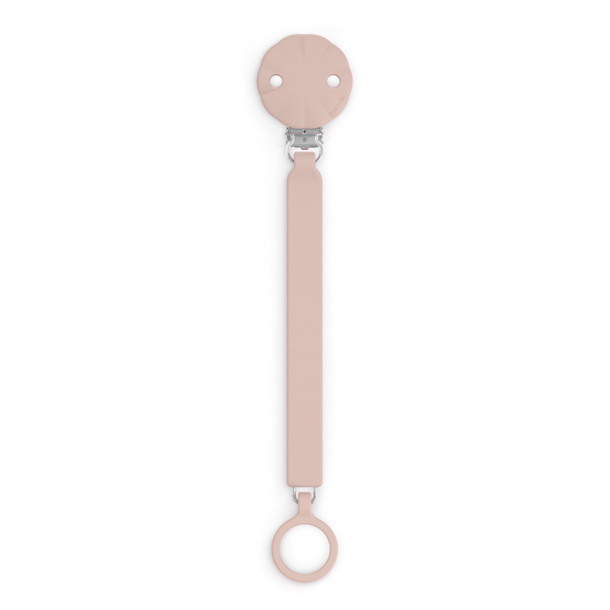 Suavinex Wonder Pacifier Clip clip-on design keeps pacifier within reach during outings.