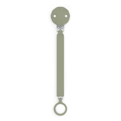 Suavinex Wonder pacifier clip close-up shows fuzz-free silicone for easier cleaning.