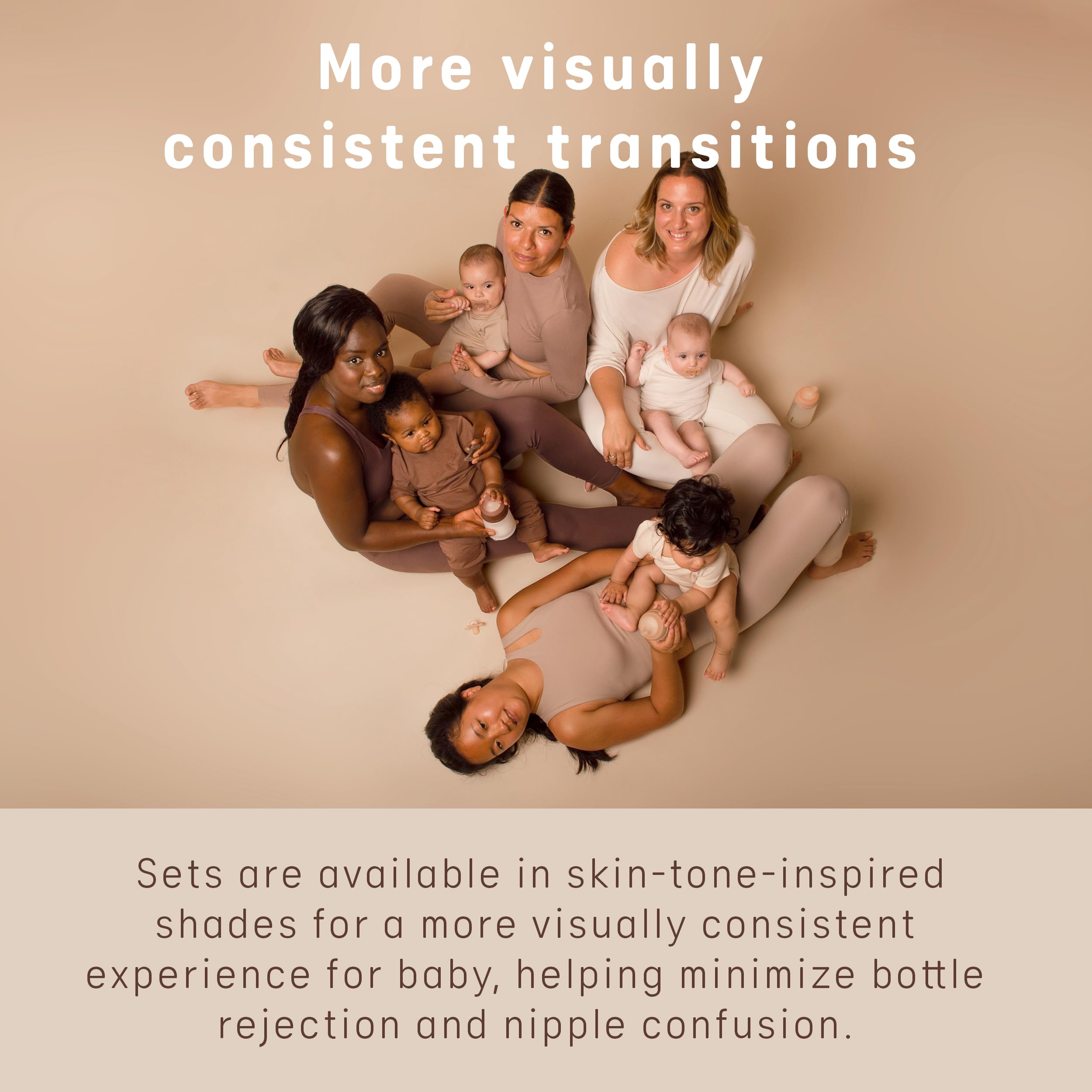 Suavinex Zerø.Zerø pacifier skin-tone shades emphasize familiar transition for newborns.