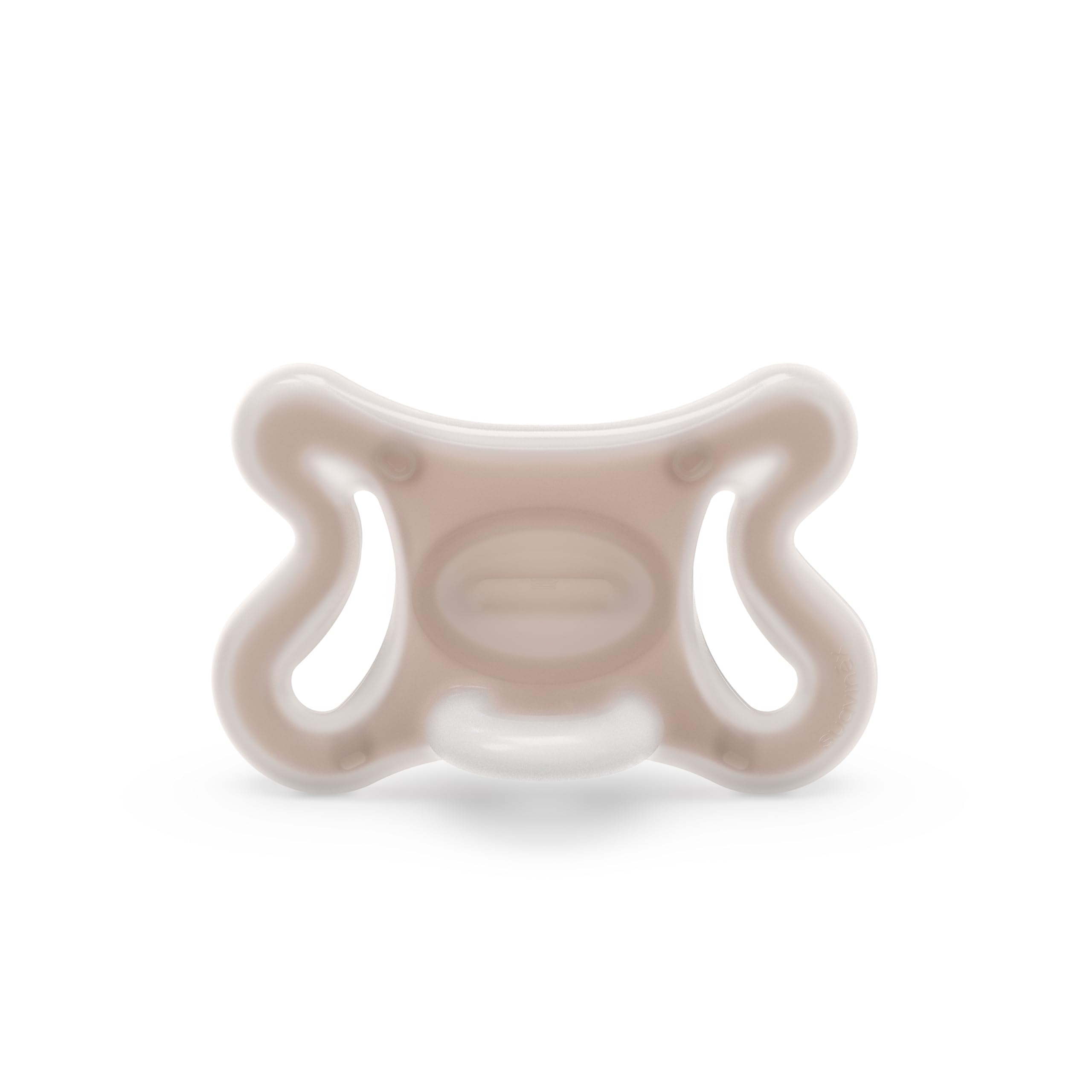 Suavinex Zero Zero silicone pacifier nipple closeup showing natural tongue position support