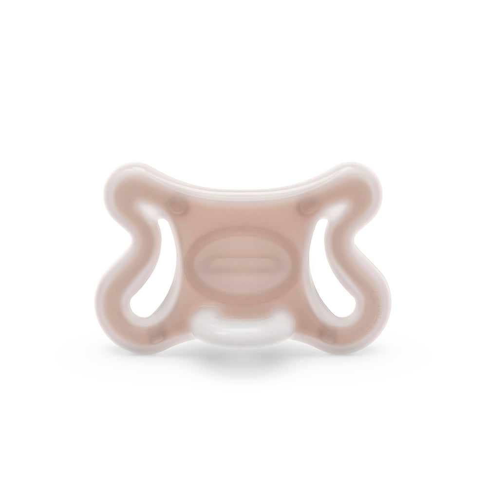 Suavinex Zero Zero silicone pacifier nipple closeup showing natural tongue position support
