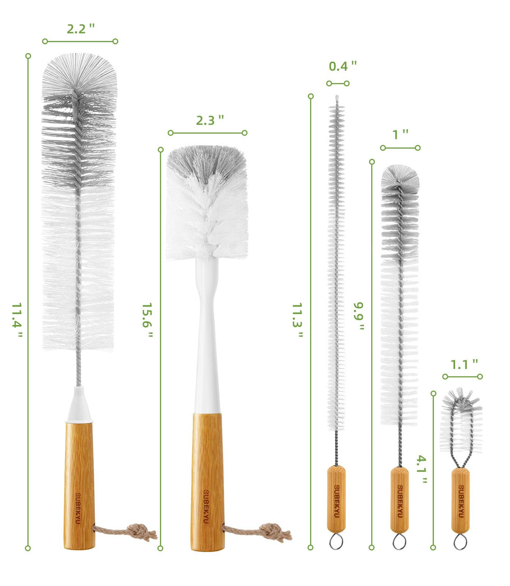 SUBEKYU Bottle Brush nipple cleaner highlights gentle nylon bristles for delicate nipples.