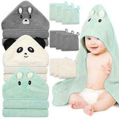 Sublaga 12pcs baby towels set bundle showing ultra-soft fabric for gentle bath time.