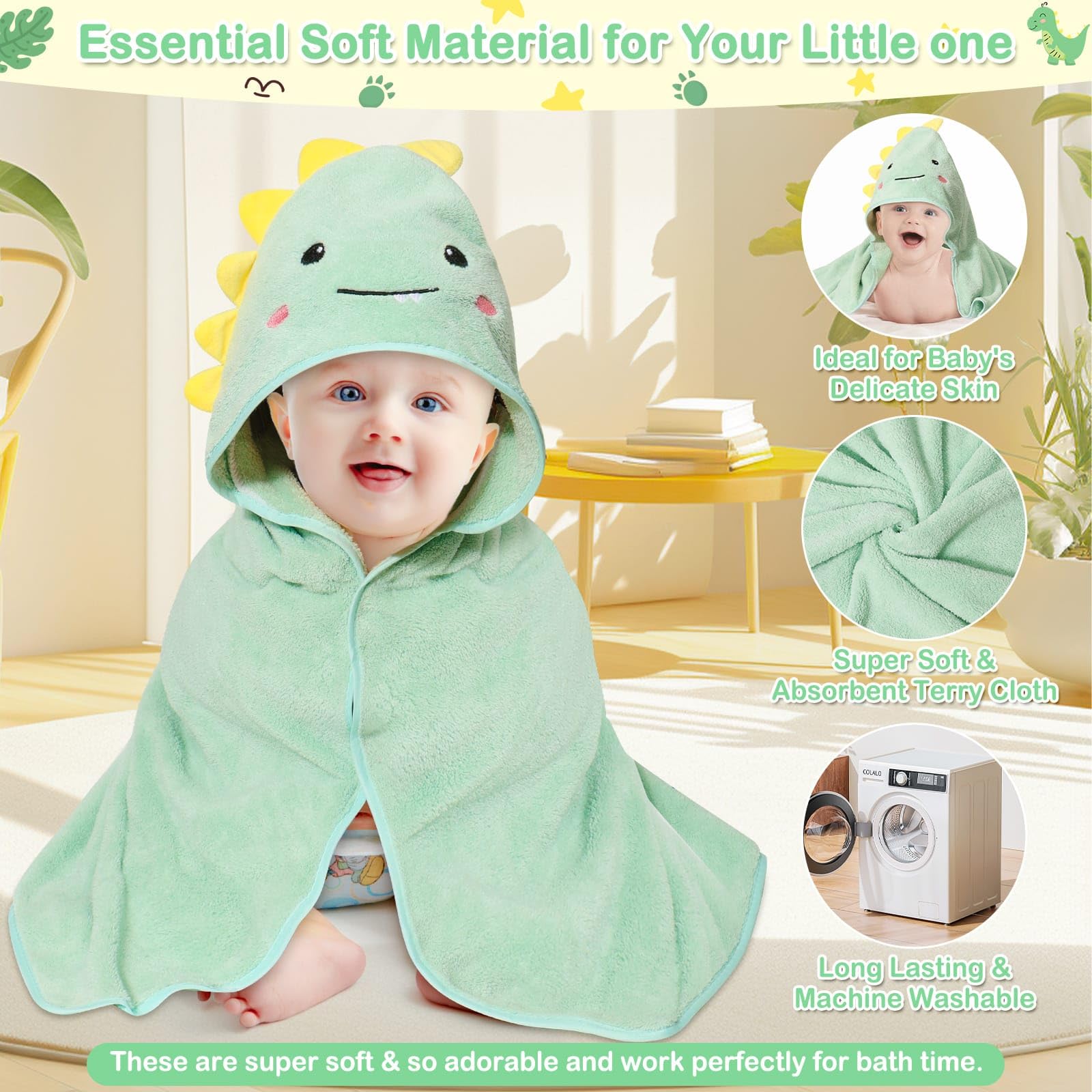 Sublaga baby towel wrap provides cozy warmth after bath.