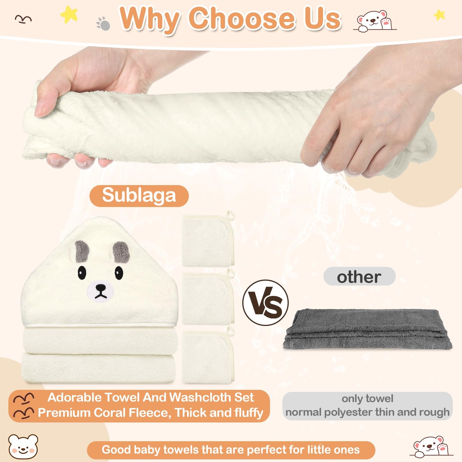 Sublaga baby washcloths 10x10 set for gentle cleansing.