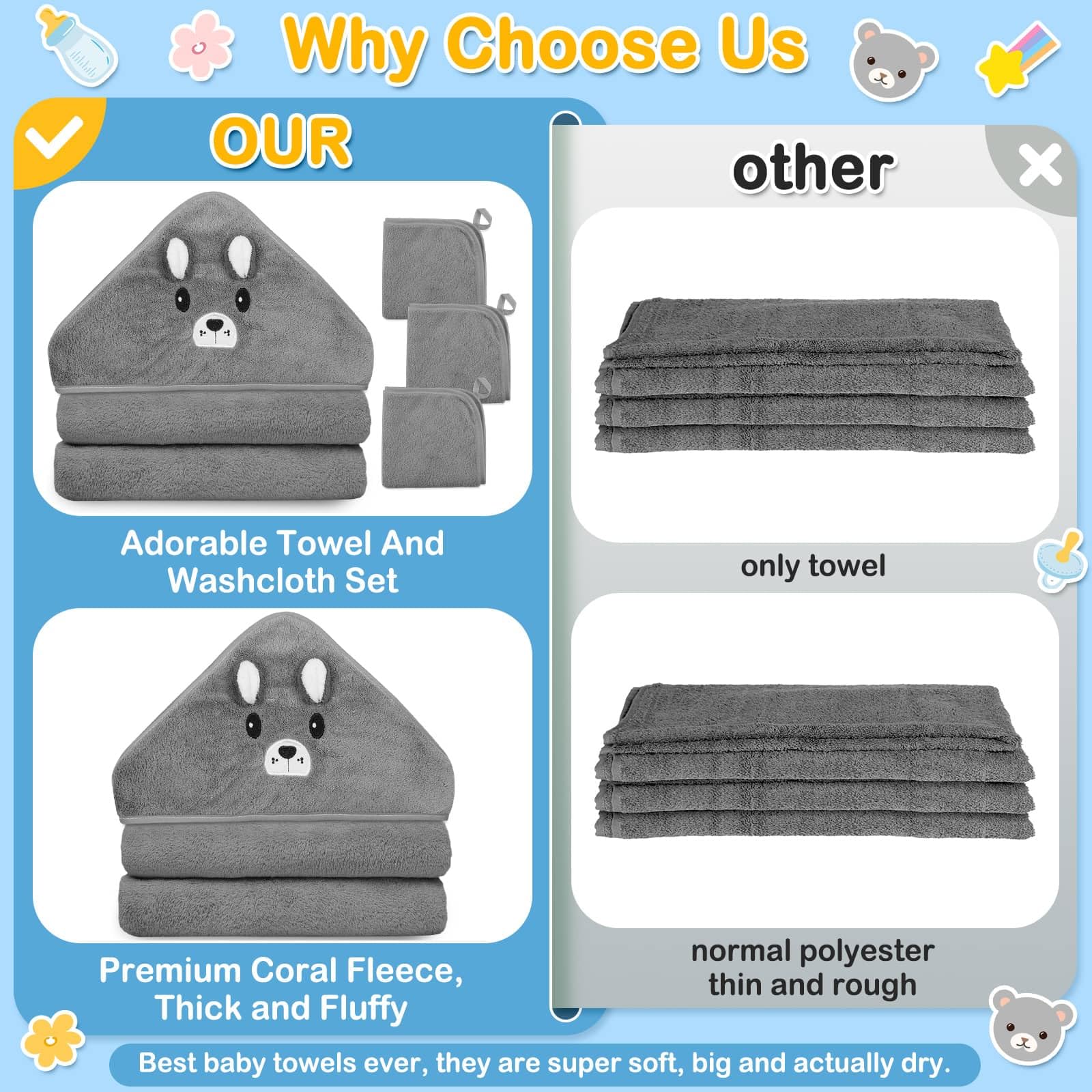 Sublaga soft 10x10 washcloths provide versatile use after bath.