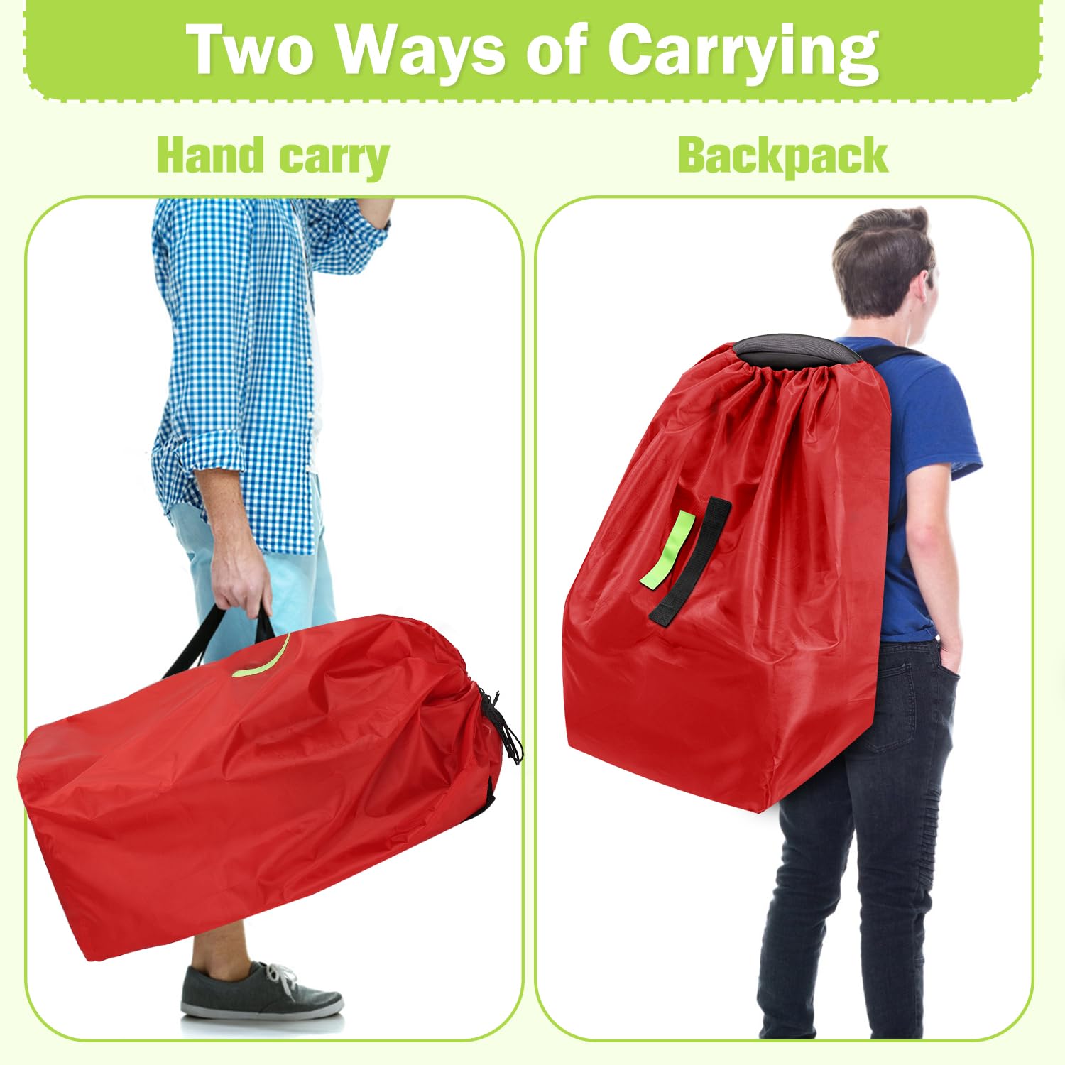 Sublaga car seat bag fully encloses average-sized seats for secure gate-check protection.