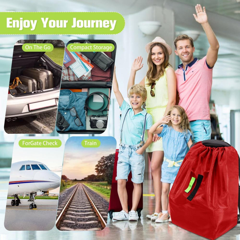 Sublaga car seat bag folds into a zippered pouch for easy packing with luggage.