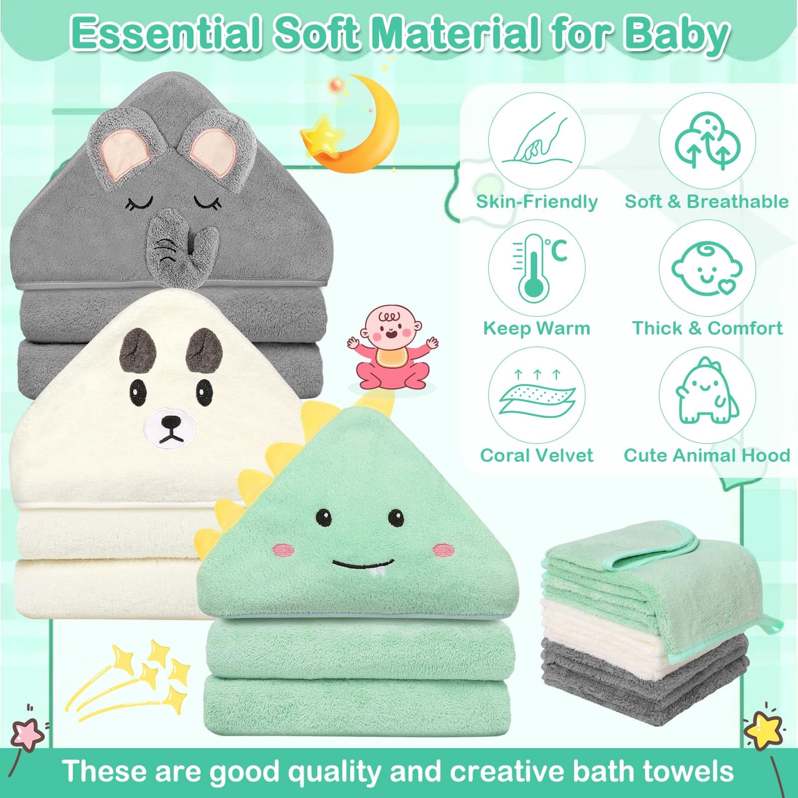 Sublaga bear hooded towel with teddy hood offers cozy bath time.