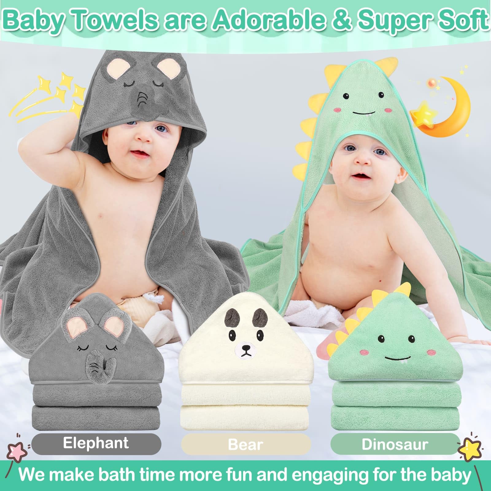 Sublaga elephant hooded towel makes bath time playful and comforting.