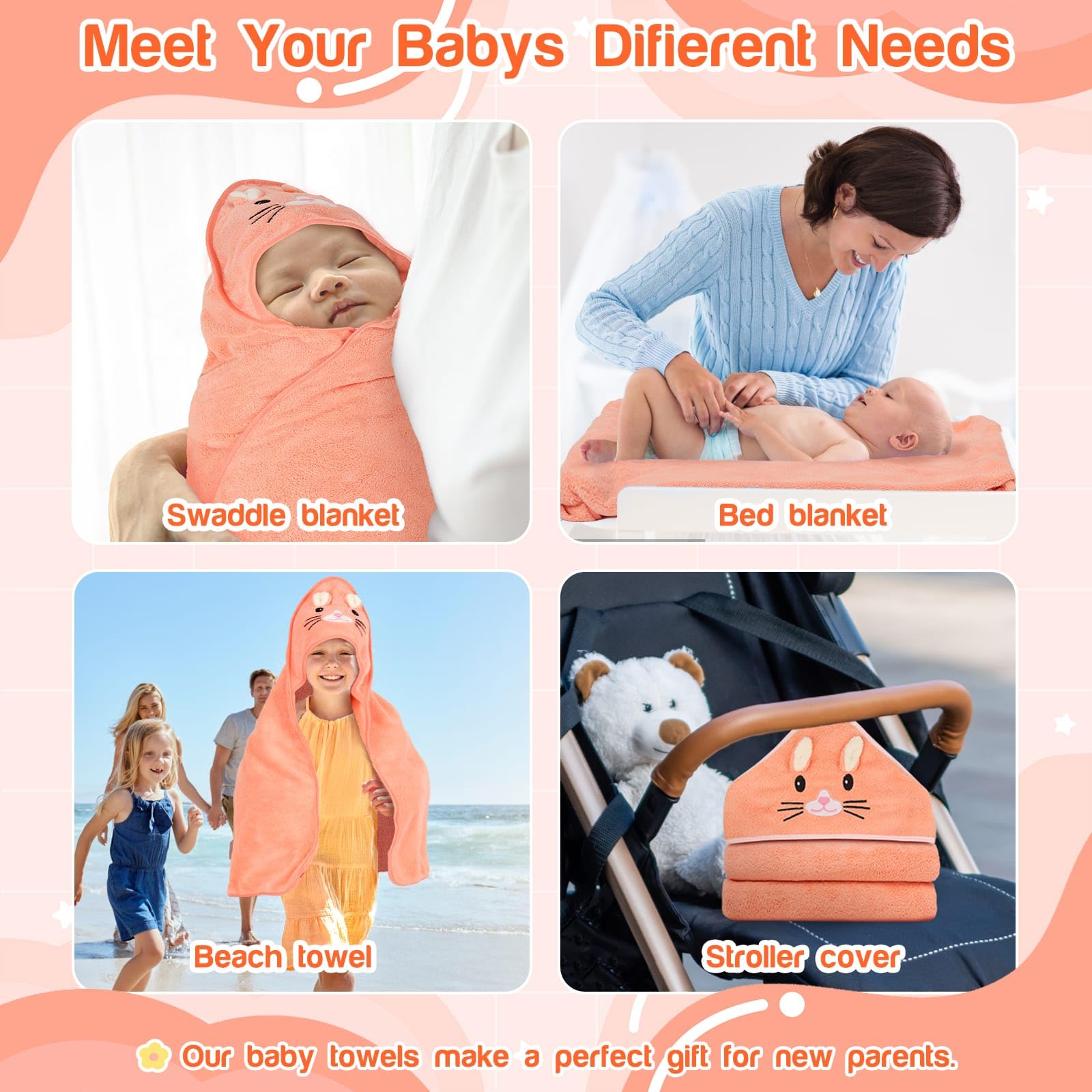 Sublaga orange kitten towel after bath for warm comfy cuddle and dryness