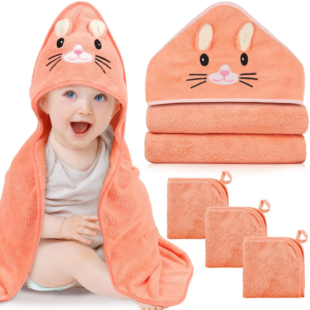 Sublaga orange kitten hooded towel 32x32 wrapped baby warmly after bath for cozy drying