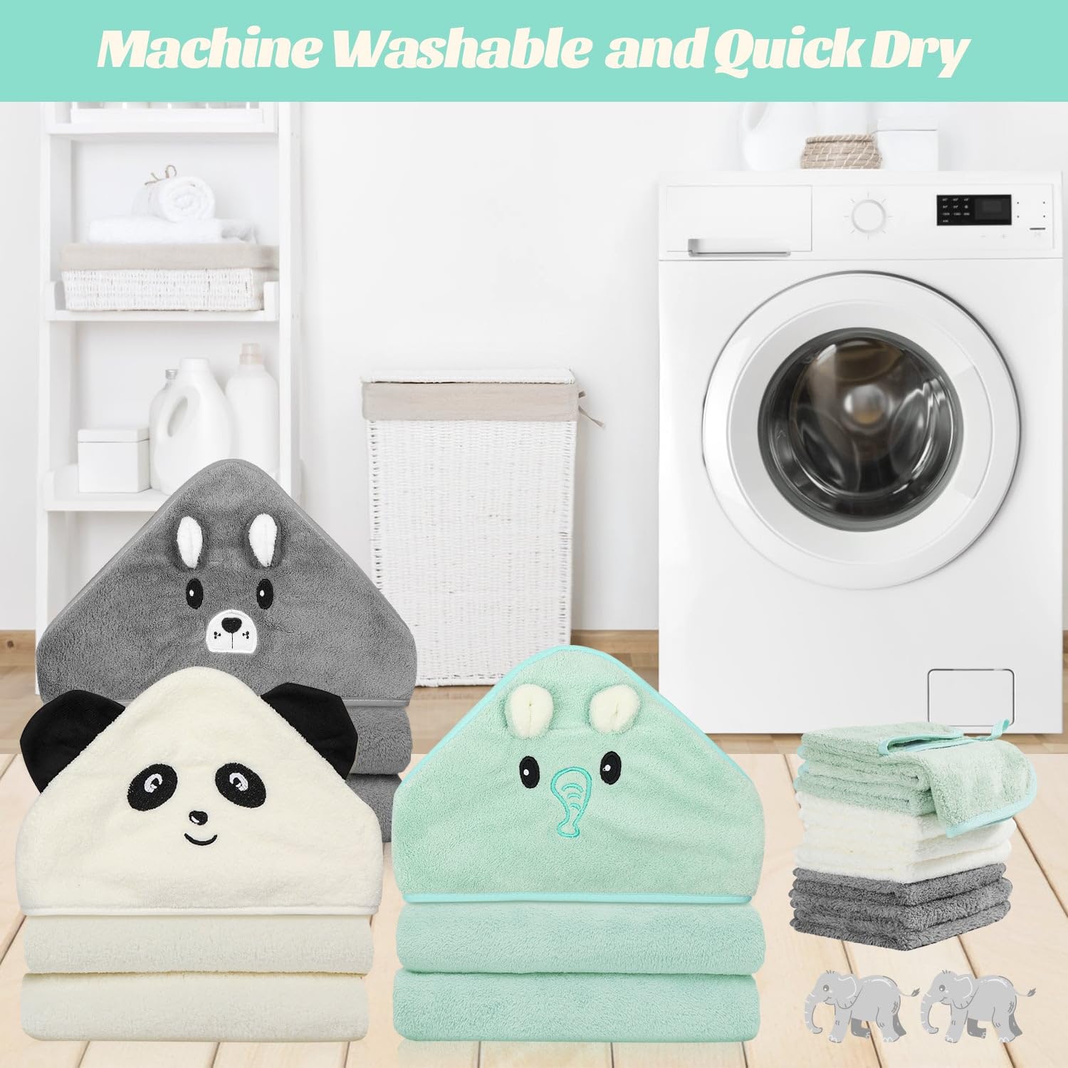 Sublaga panda hooded towel in white with charming design.