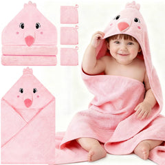 Sublaga pink flamingo hooded towel for cozy bath time