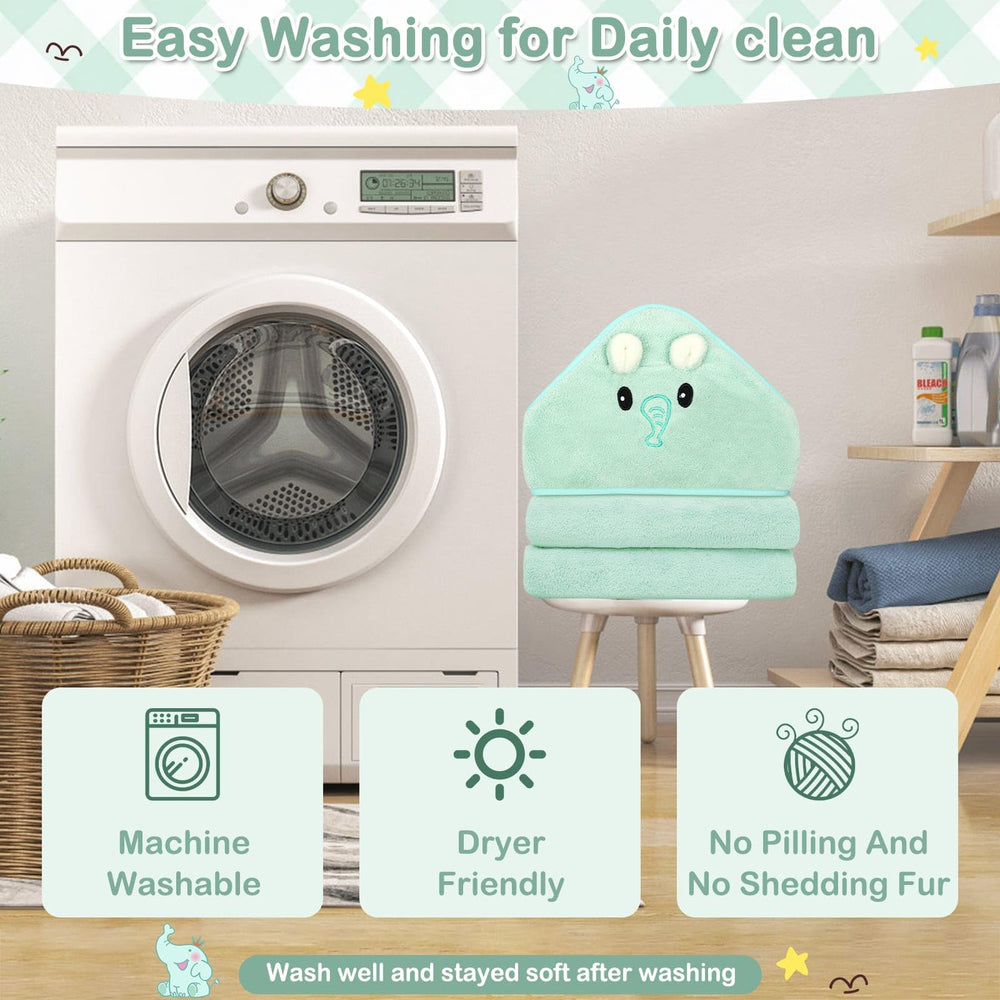 Sublaga toddler-use hooded towel demonstrates full-body coverage