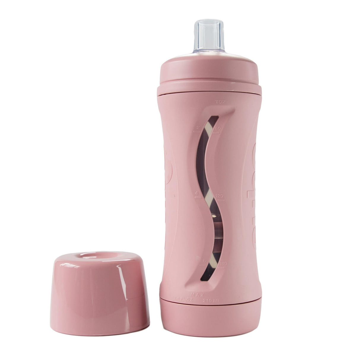 Subo rose cap closeup shows mess-free self-feeding design.
