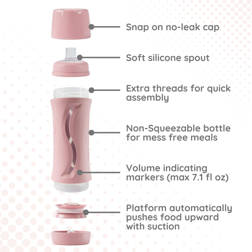 Subo rose puree, yogurt, and oatmeal textures in one bottle.