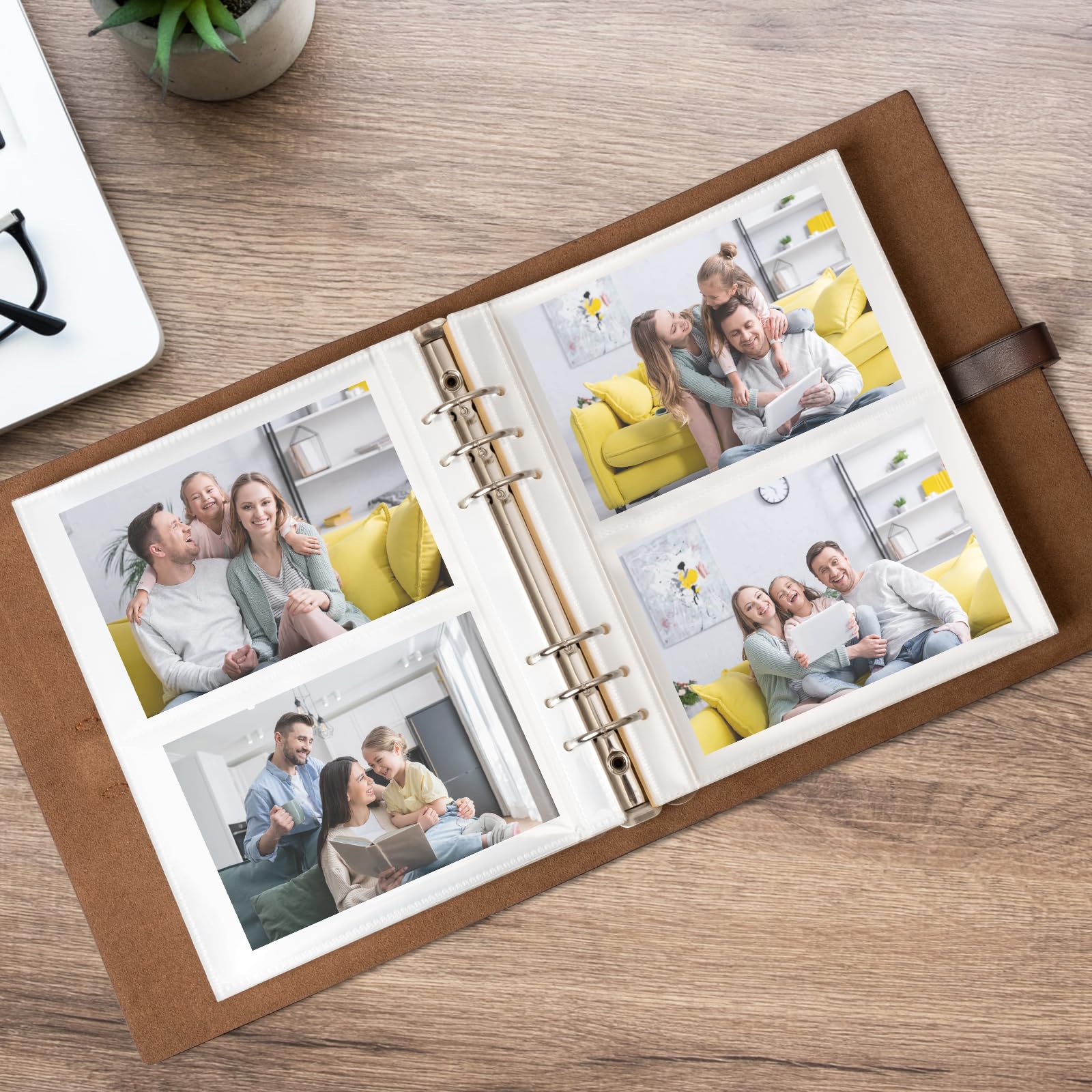 Sucarlon photo album with 200 pockets layout showing ample space for 4x6 photos and stories.