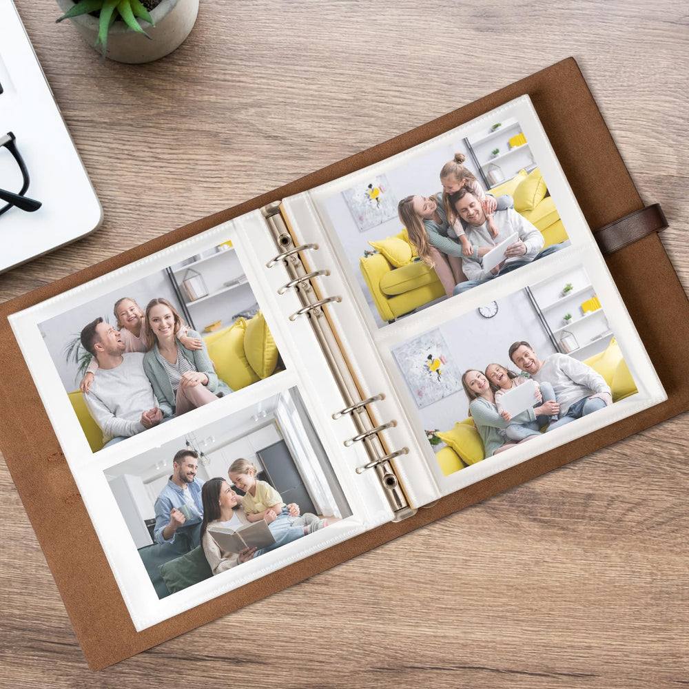 Sucarlon photo album with 200 pockets layout showing ample space for 4x6 photos and stories.