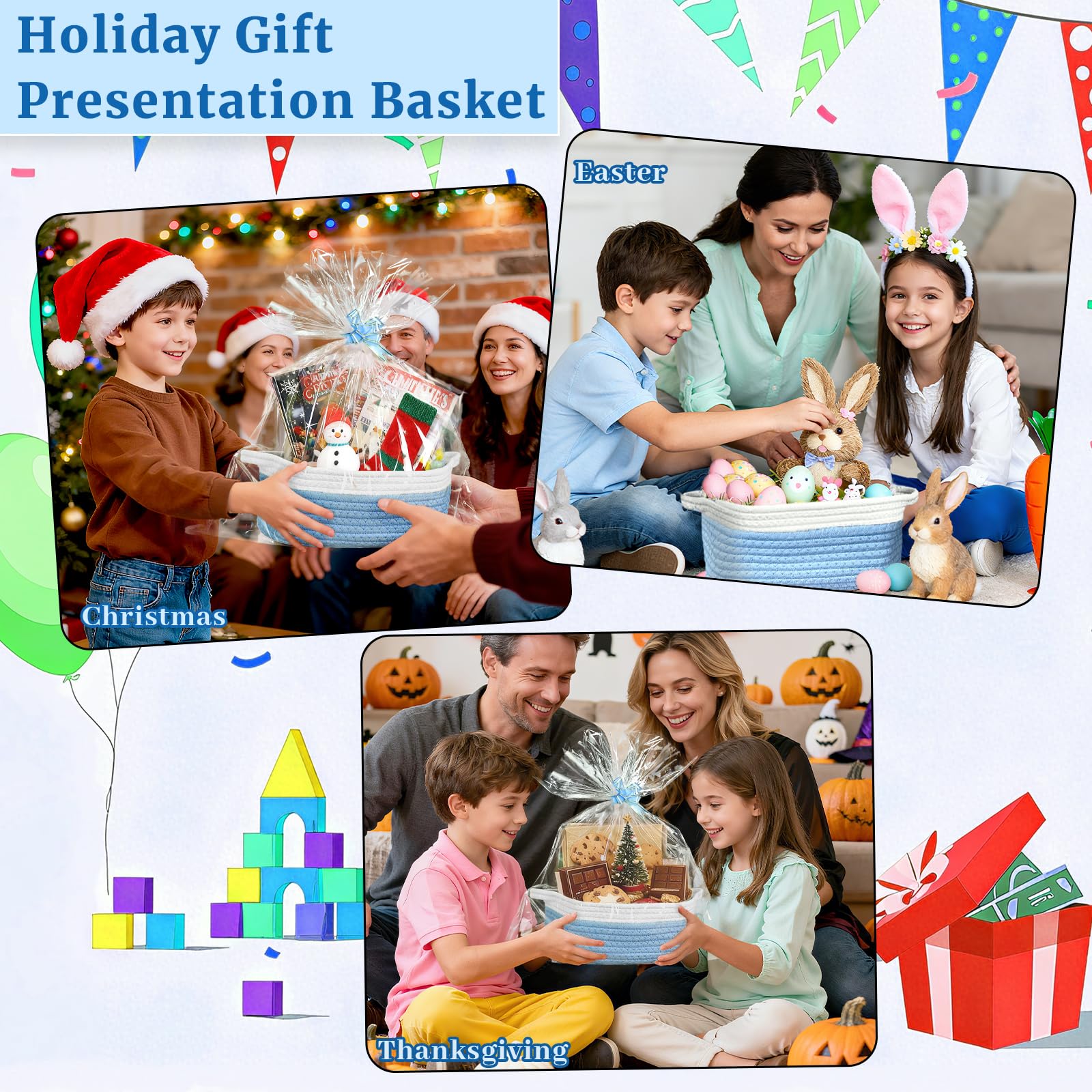 Succwoah multiuse storage baskets organize clothes, toys, or toiletries.
