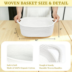 Succwoah woven basket side view highlights sturdy cotton rope construction for everyday use.