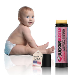 Suckerbuster balm stick twist-action shot illustrates easy application during busy moments