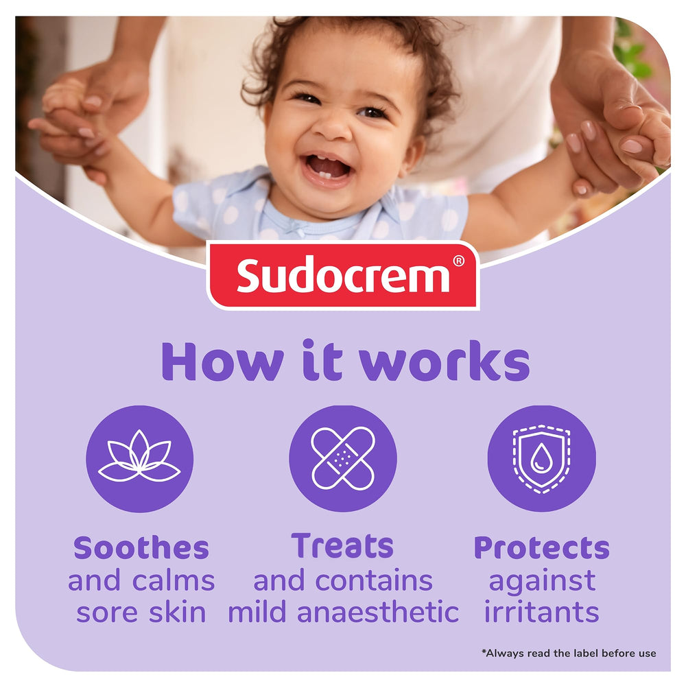 Sudocrem diaper cream on shelf indicating trusted pediatric care