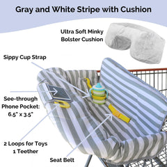Suessie cart cover with minky bolster cushion adds soft toddler comfort.