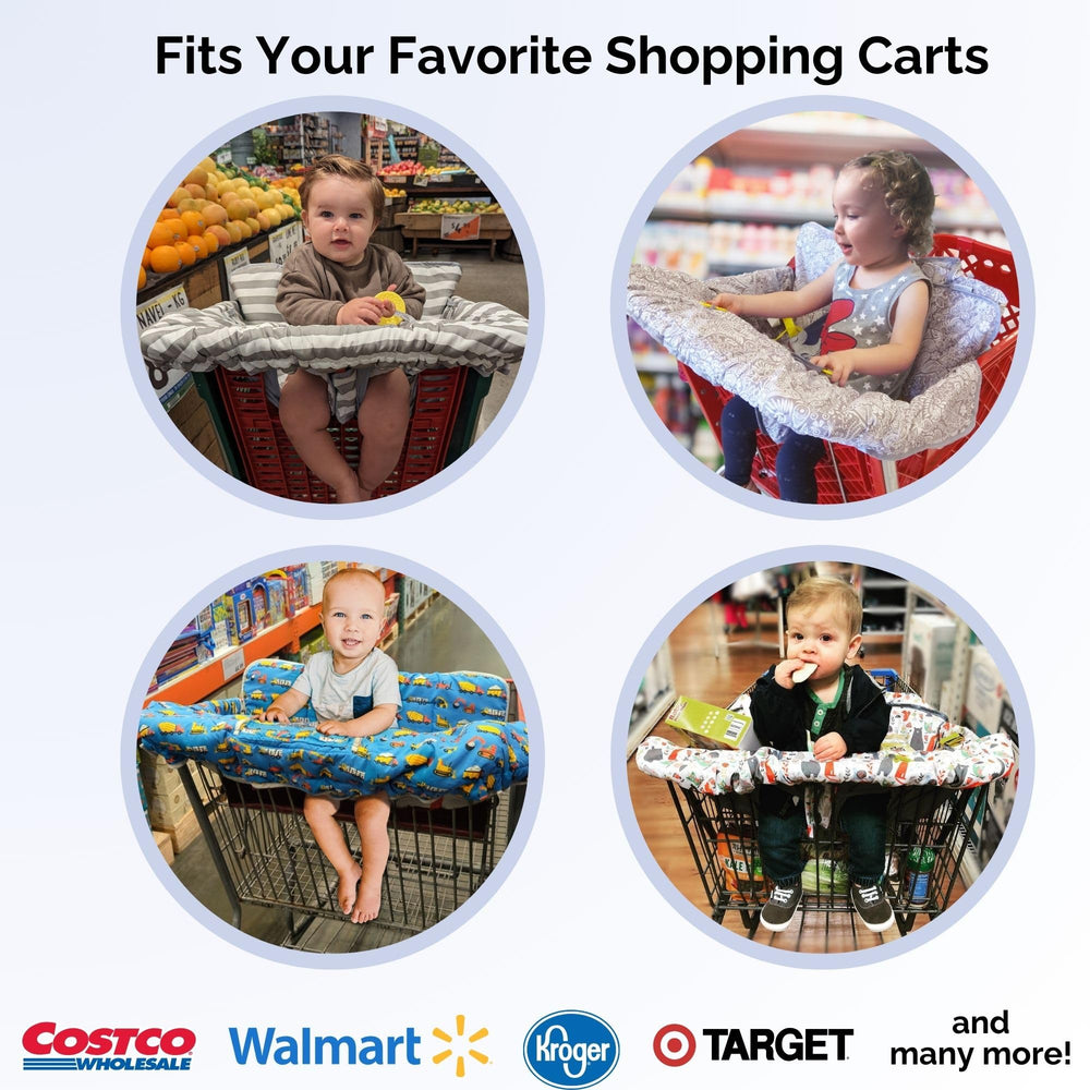 Suessie cart cover see-through phone pocket enables distraction-free shopping.