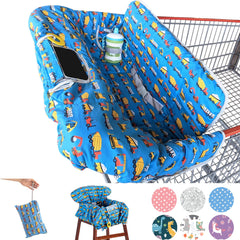 Suessie 2-in-1 cart cover in use protects baby on a shopping trip.