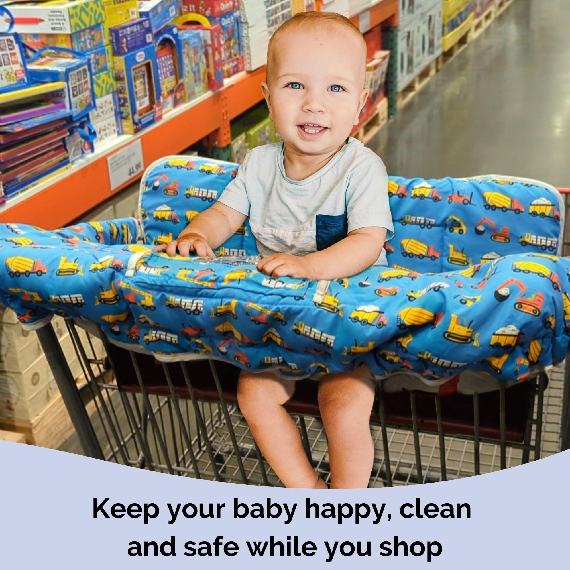 Suessie cart cover neatly rolled into compact carry pouch for easy storage.