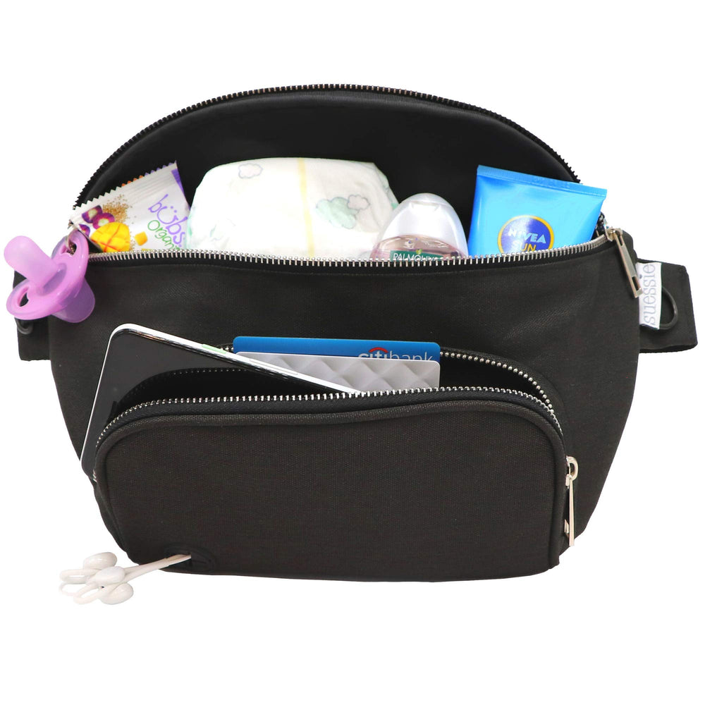 Suessie fanny-pack-diaper-bag compact waist carry for quick on-the-go diaper changes.