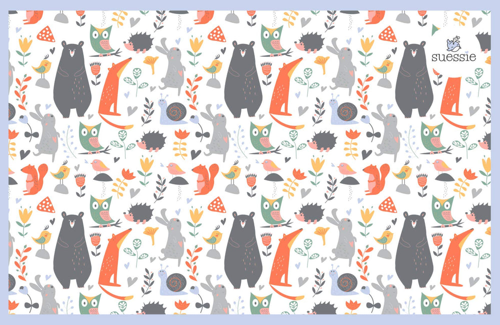 Suessie forest animals disposable placemats pack keeps meals tidy on the go.