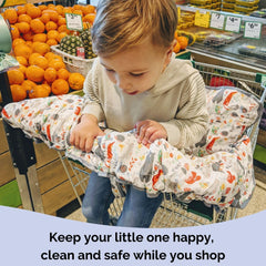 Suessie forest animals high chair cover provides hygienic dining on the go.