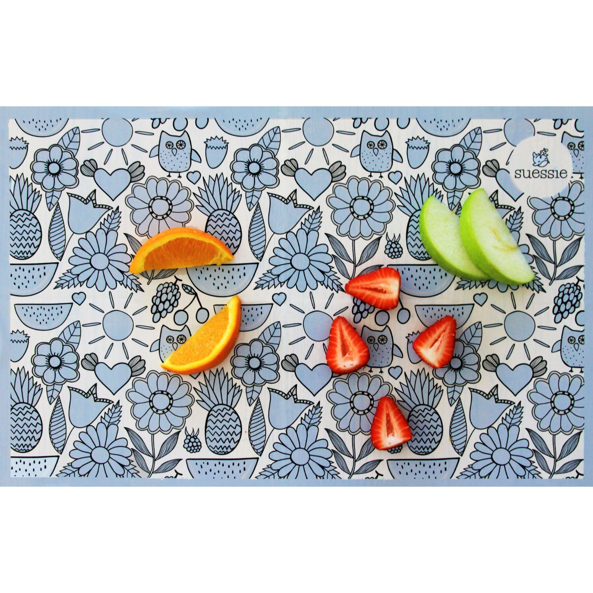 Suessie Happy Owls disposable placemats pack-front design for tidy dining on the go