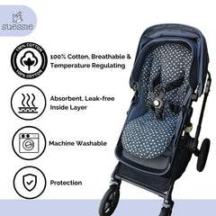 Suessie stroller liner reversible-design-inside-view shows same fabric on both sides for spill flips.
