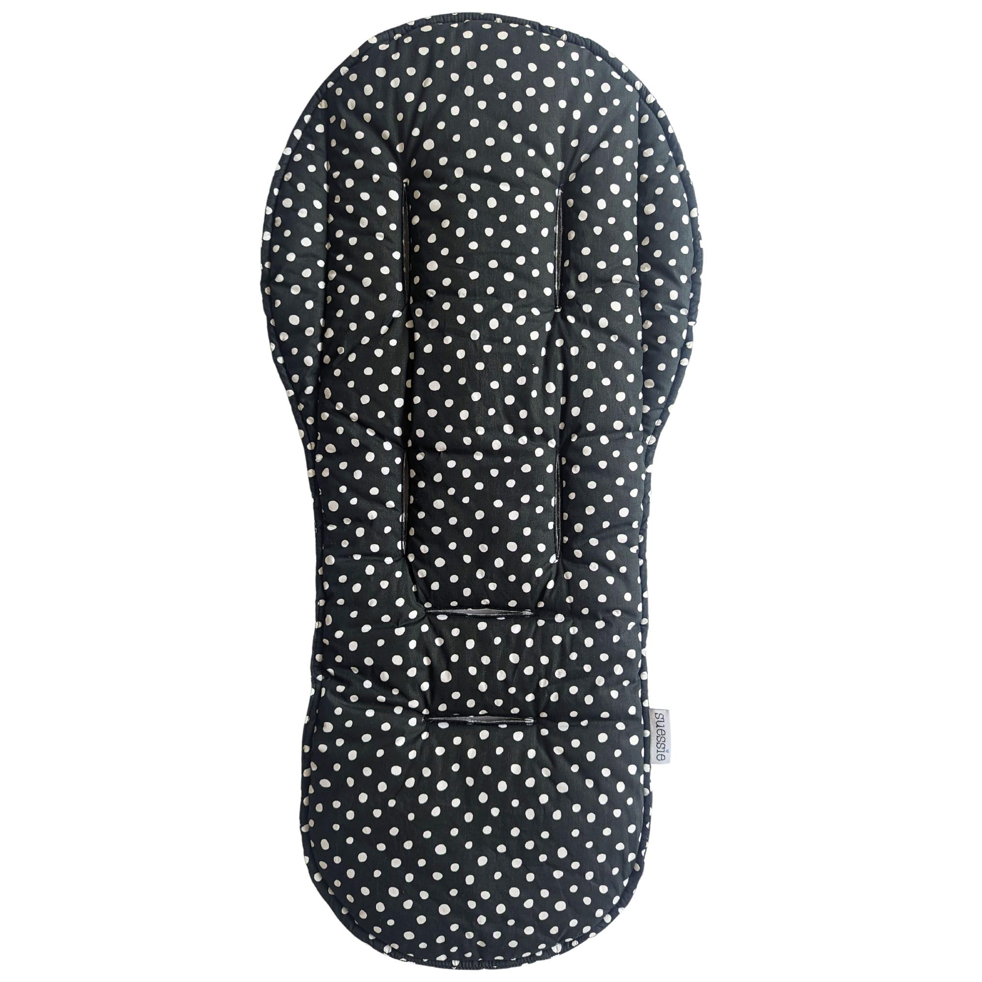 Suessie stroller liner universal black-dots fabric provides breathable comfort for daily outings.