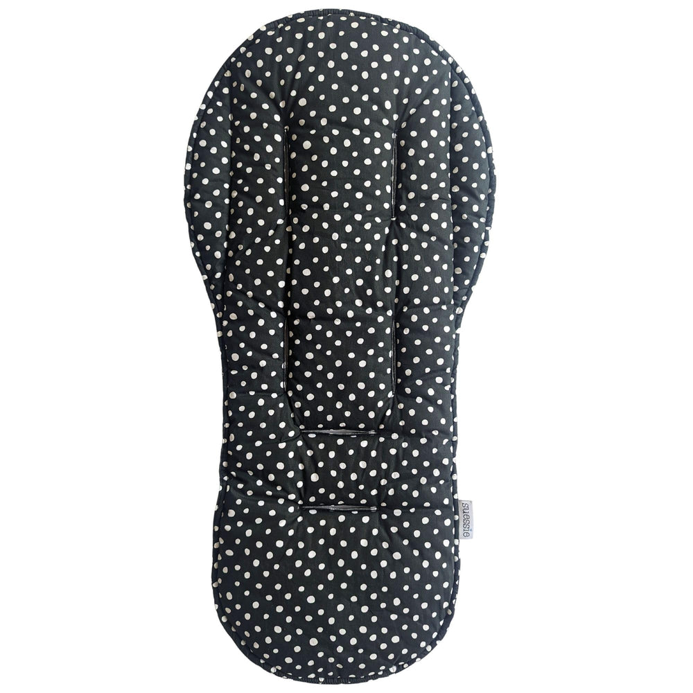 Suessie stroller liner universal black-dots fabric provides breathable comfort for daily outings.