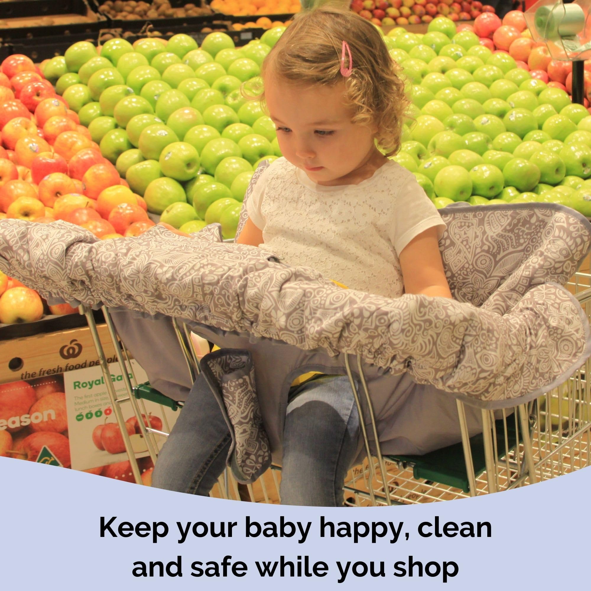 Suessie Sweet Dreams cart cover shields surfaces from dirt during shopping trips.