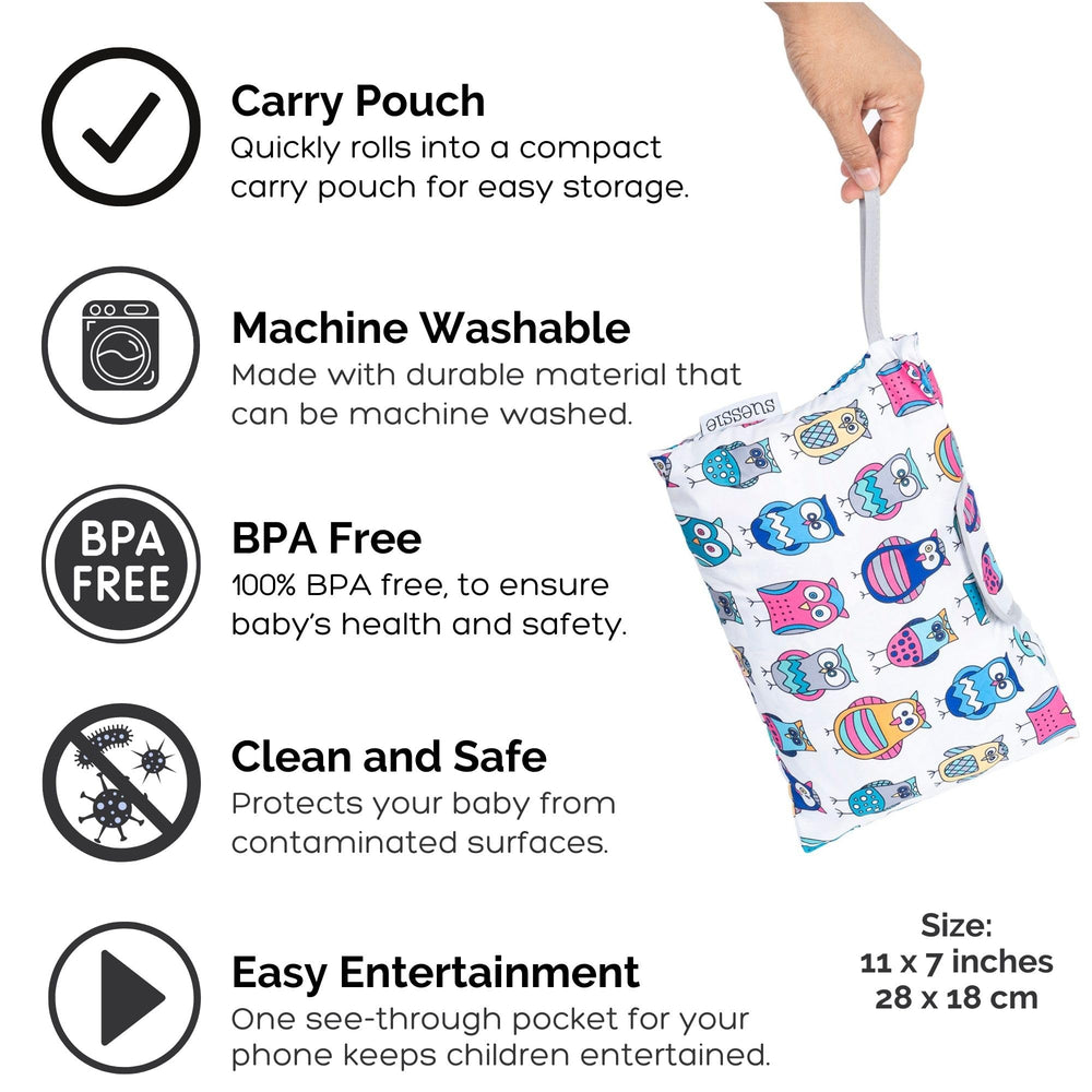 Suessie teether and toy loops keep little hands engaged while you shop.