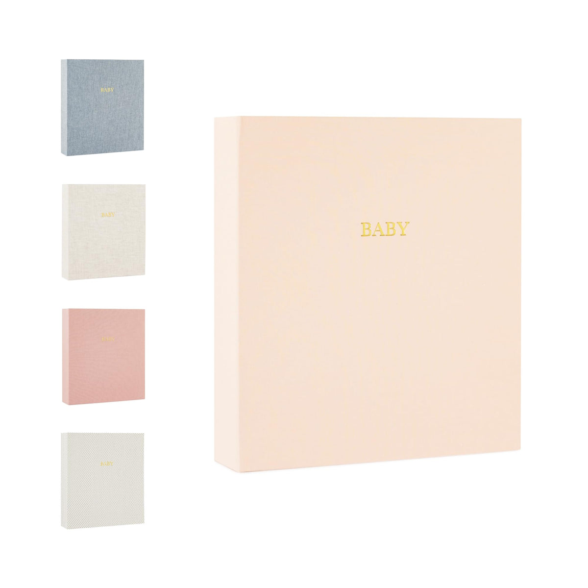 Sugar Paper Baby Keepsake Book pale pink cover close-up for elegant memory keeping.