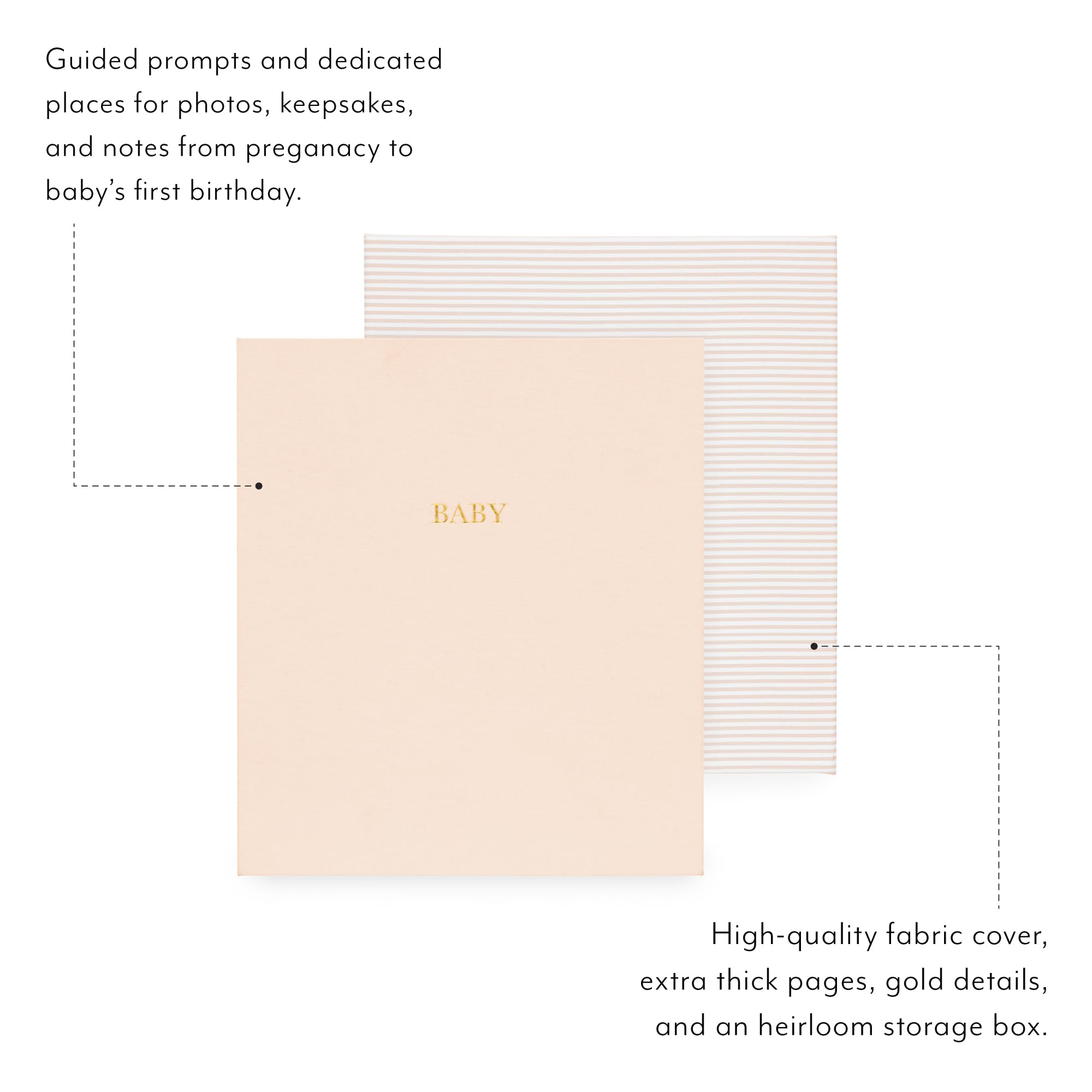 Sugar Paper Baby Keepsake Book pocket storage view for organized mementos.
